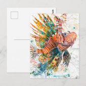 Carte Postale Illustration Abstraite de l'aquarelle du poisson-L (Devant / Derrière)