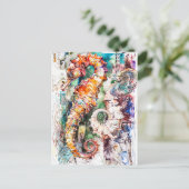 Carte Postale Illustration Abstraite de l'aquarelle d'un cheval (Debout devant)