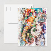 Carte Postale Illustration Abstraite de l'aquarelle d'un cheval (Devant / Derrière)