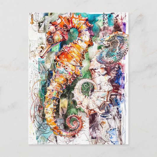 Carte Postale Illustration Abstraite de l'aquarelle d'un cheval (Devant)