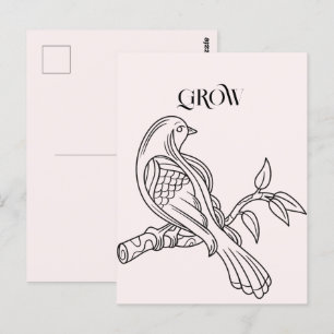 Carte Postale Illustration Abstraite Line Art Bird