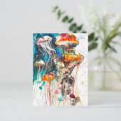 Carte Postale Illustration aquarelle abstraite de méduses (Debout devant)