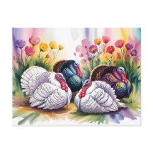 Illustration aquarelle colorée de dindes