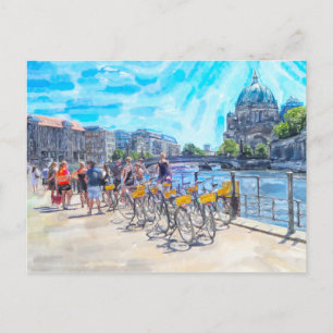 Carte Postale Illustration aquarelle de Berlin avec cathédrale.