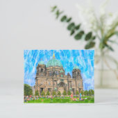 Carte Postale Illustration aquarelle de Berlin. Cathédrale. (Debout devant)