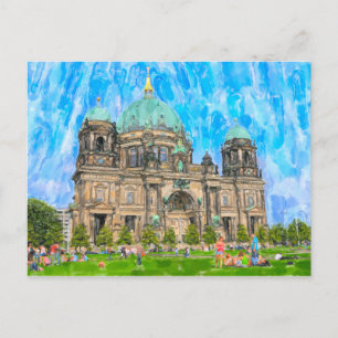 Carte Postale Illustration aquarelle de Berlin. Cathédrale.