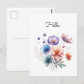 Carte Postale Illustration aquarelle de bouquet floral Personnal (Devant / Derrière)