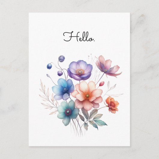 Carte Postale Illustration aquarelle de bouquet floral Personnal (Devant)