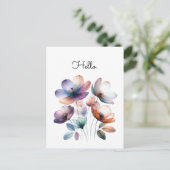 Carte Postale Illustration aquarelle de fleurs personnalisables (Debout devant)