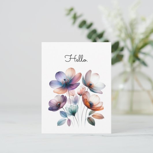 Carte Postale Illustration aquarelle de fleurs personnalisables (Debout devant)