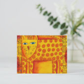 Carte Postale Illustration aquarelle de léopard à motifs (Debout devant)