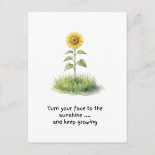 Carte Postale Illustration aquarelle de tournesol