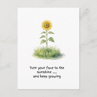 Carte Postale Illustration aquarelle de tournesol