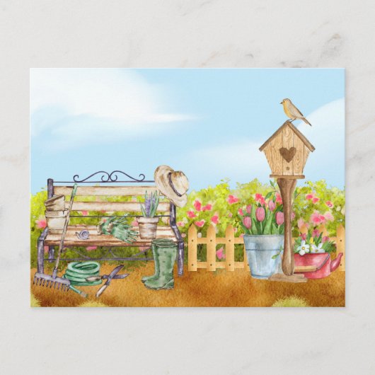 Carte Postale Illustration Aquarelle Jardinier (Devant)
