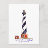 Carte Postale Illustration aquarelle Phare de Cape Hatteras (Devant)