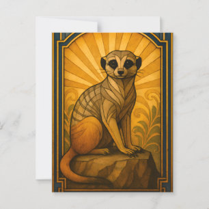 Carte Postale Illustration Art Déco Meerkat