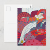 Carte Postale Illustration Art Déco rose et orange George Barbie (Devant / Derrière)