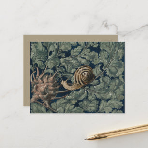 Carte Postale Illustration Art Nouveau Vintage Escargot Botaniqu