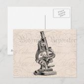 Carte Postale Illustration au microscope vintage Retro Steampunk (Devant / Derrière)