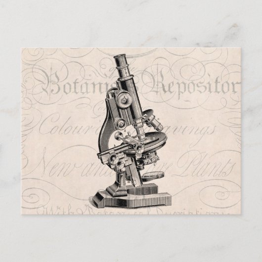 Carte Postale Illustration au microscope vintage Retro Steampunk (Devant)