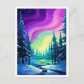Carte Postale Illustration aurora boréale Northern Lights (Devant)