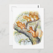 Carte Postale Illustration Beatrix Potter Nutkin + Écureuils (Devant / Derrière)