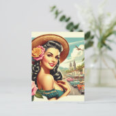 Carte Postale Illustration Beauté Vintage femme (Debout devant)