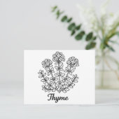 Carte Postale Illustration botanique de thym noir et blanc (Debout devant)