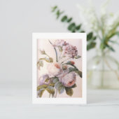 Carte Postale Illustration botanique vintage, rose rose (Debout devant)