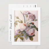 Carte Postale Illustration botanique vintage, rose rose (Devant / Derrière)