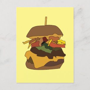 Carte Postale Illustration Burger Hamburger Burger Amour