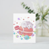 Carte Postale Illustration Chat & Sweets (Debout devant)