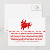 CARTE POSTALE ILLUSTRATION CHINOISE DE PAPERCUT ZODIAC OX (Devant / Derrière)