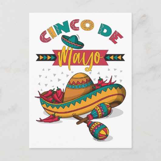 Carte Postale Illustration Cinco De Mayo, 1/2 (Devant)