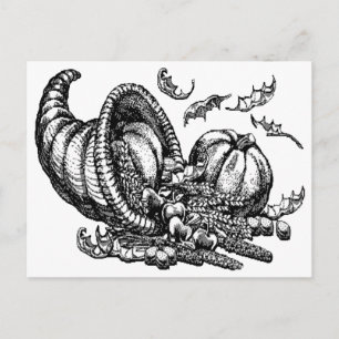 Carte Postale Illustration classique en osier Cornucopia noir bl