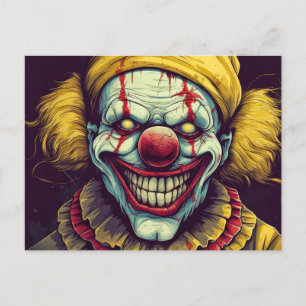 Carte Postale Illustration clown du cirque Funhouse Crazy