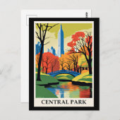 Carte Postale Illustration colorée de Central Park (Devant / Derrière)