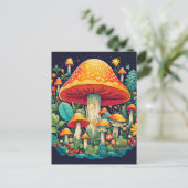 Carte Postale Illustration créative de forêt de champignons abst (Debout devant)