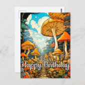 Carte Postale Illustration créative de forêt de champignons abst (Devant / Derrière)