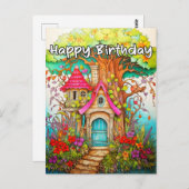 Carte Postale Illustration créative d'une maisonnette abstraite (Devant / Derrière)