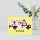 Carte Postale Illustration d'ambulance (Debout devant)