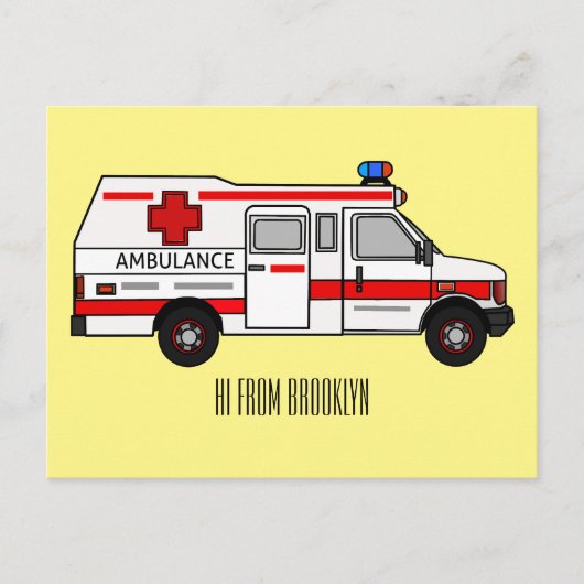 Carte Postale Illustration d'ambulance (Devant)