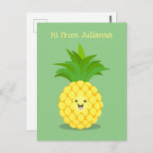 Carte Postale Illustration d'ananas mignon (Devant / Derrière)