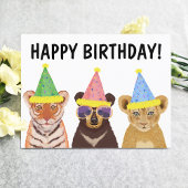 Carte Postale Illustration d'animaux sauvages "Joyeux Anniversai