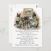 Carte Postale Illustration d'antiquité de l'école Donkey (Devant / Derrière)