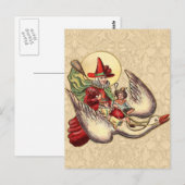 Carte Postale Illustration d'antiquité de Mère Goose Child (Devant / Derrière)