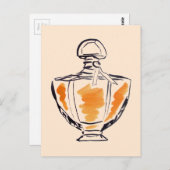 Carte Postale Illustration d'aquarelle de mode de bouteille de p (Devant / Derrière)