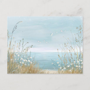 Carte Postale Illustration d'aquarelle Plage Paysage pastel