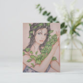 Carte Postale Illustration d'art au crayon de portrait de fille (Debout devant)