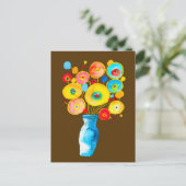 Carte Postale Illustration d'art de fleurs vibrantes funky (Debout devant)